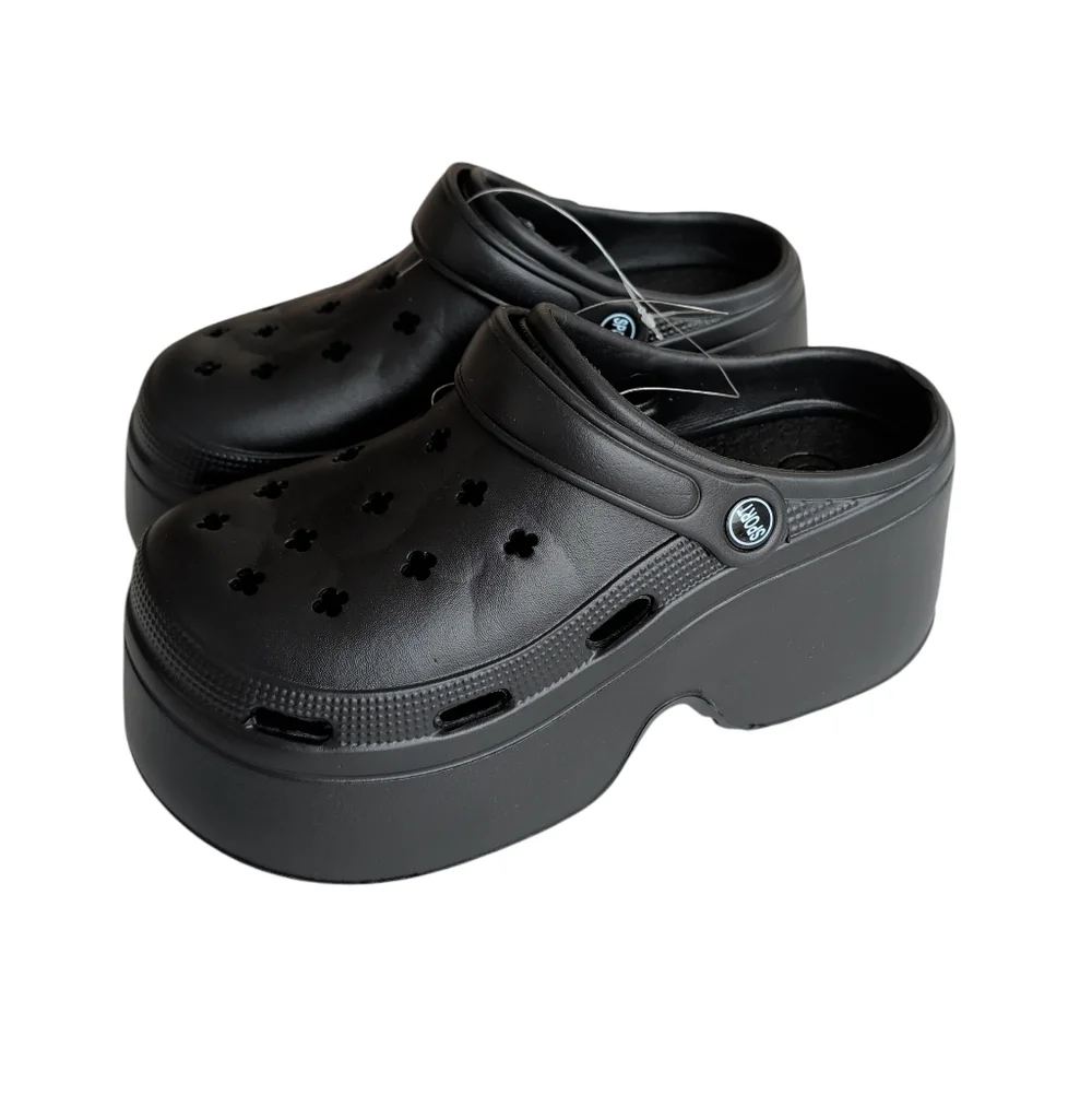 NWOT Conno 6 Sport Ultra-High Platform Clogs Chunky Mules 39/40 Black FLAWS